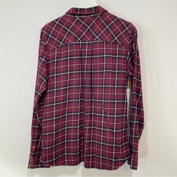 Burton Durable Goods Plaid Flannel long Sleeve Button Down Womens Size L Burgund - Picture 16 of 16